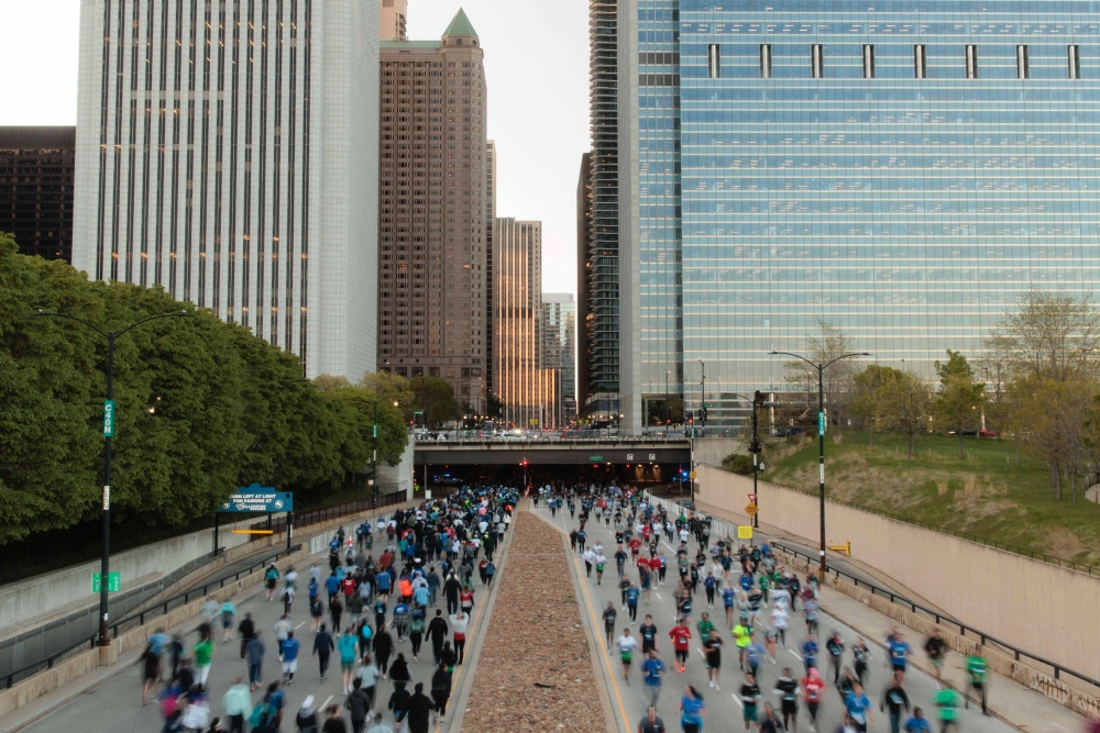 A group of participants from the Chicago race
